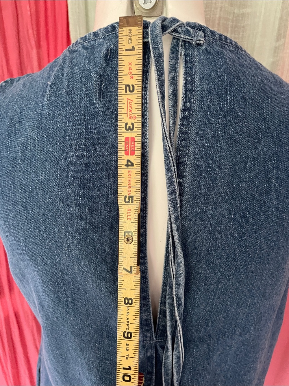 Classic Sleeveless Denim Shift Dress - Dark Blue - Picture 5 of 12